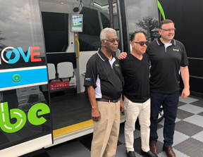 NAFA Past President Milton Reid (L) with the new Beep shuttle.