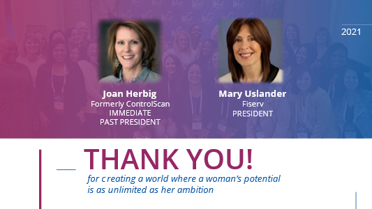 Thank You Joan Herbig and Mary Uslander slide from Wnet 2021 Leadership Summit, presented by FIS